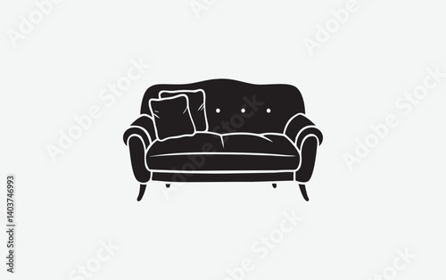 "Vector Sofa Silhouette – Classic Couch Illustration"

