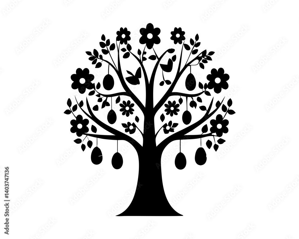 Obraz premium creative details Easter Tree Icon Vector Illustration