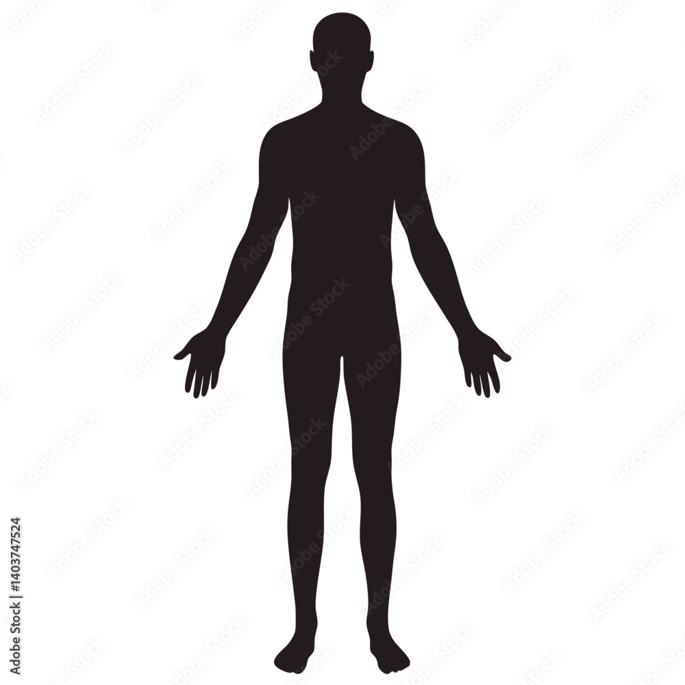 Silhouette of Human Body with Outstretched Arms in Neutral Stance Silhouette of Human Body with Outstretched Arms in Neutral Stance