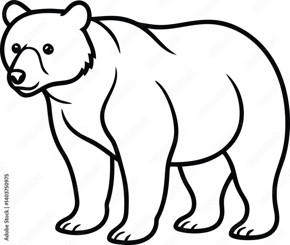Illustration of a Bear in Simple Black and White Line Art Style
Illustration of a Bear in Simple Black and White Line Art Style