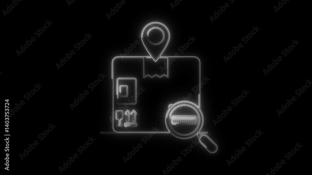 Glowing neon order tracking icon 4k  isolated on black background. HD Video motion graphic animation