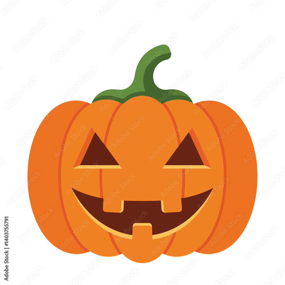 Happy Halloween pumpkin with a smiling face in flat vector art style vector illustration Happy Halloween pumpkin with a smiling face in flat vector art style vector illustration