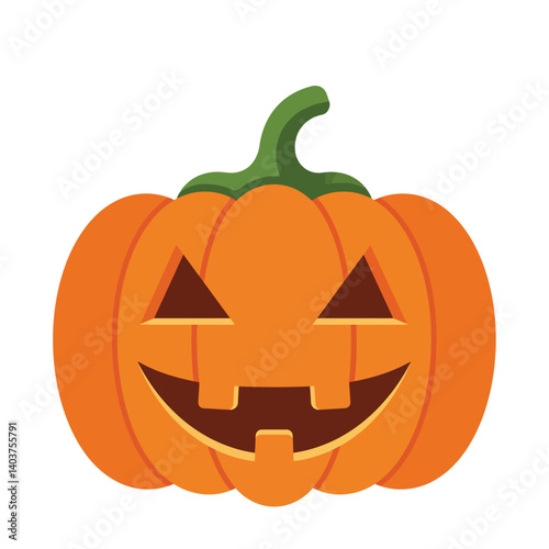 Happy Halloween pumpkin with a smiling face in flat vector art style vector illustration