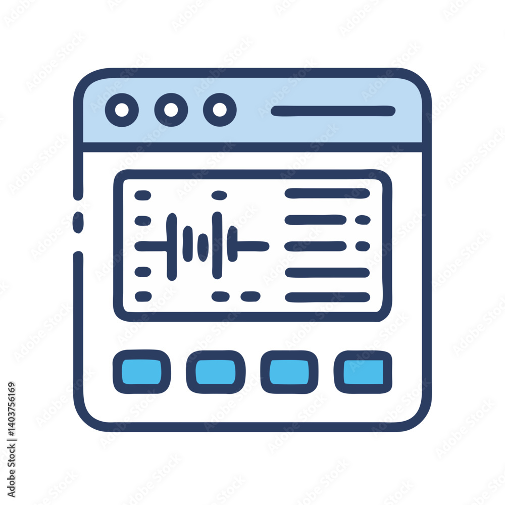 Audio Timeline Interface Icon Representing Music or Sound Editing Audio Timeline Interface Icon Representing Music or Sound Editing