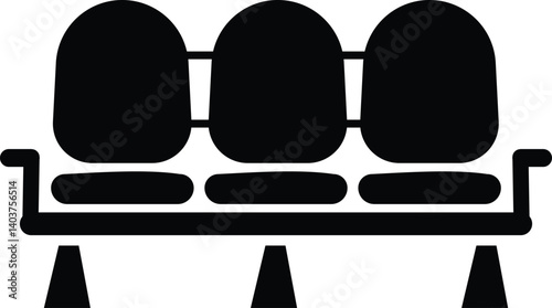 Seats in set in black color. waiting seat icon. in modern style