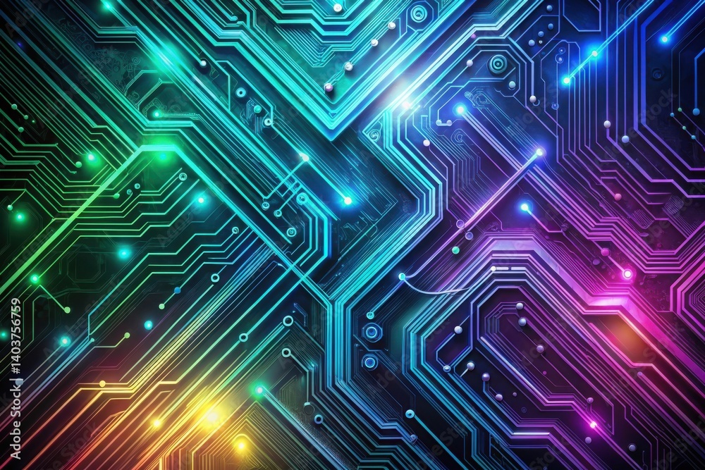 Futuristic technology background with colorful digital circuit board Futuristic technology background with colorful digital circuit board
