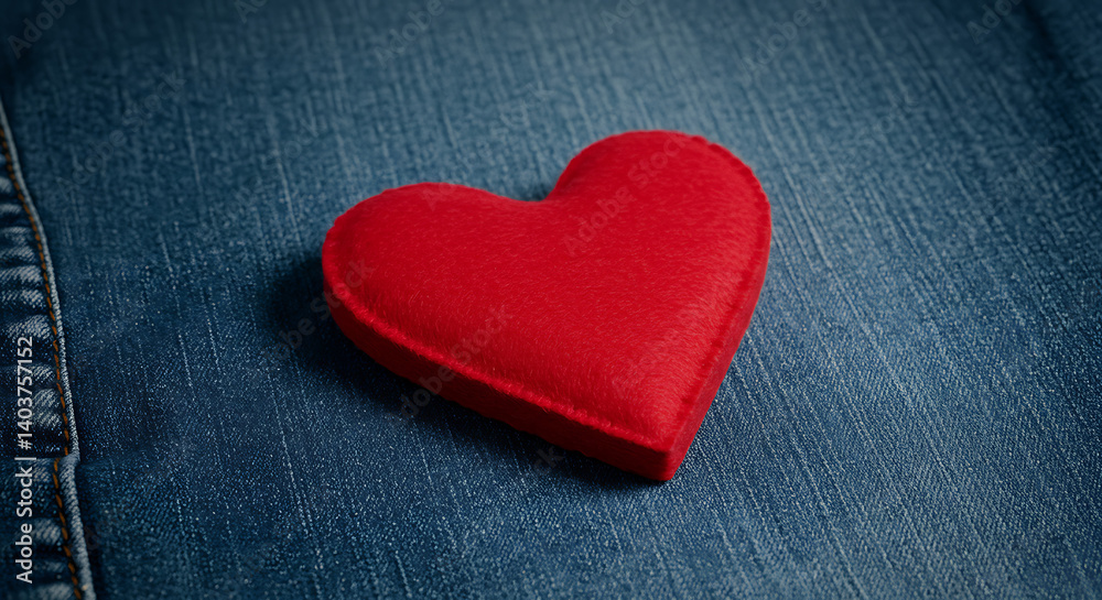 Obraz premium Crimson Heart, Denim Embrace AI Generated