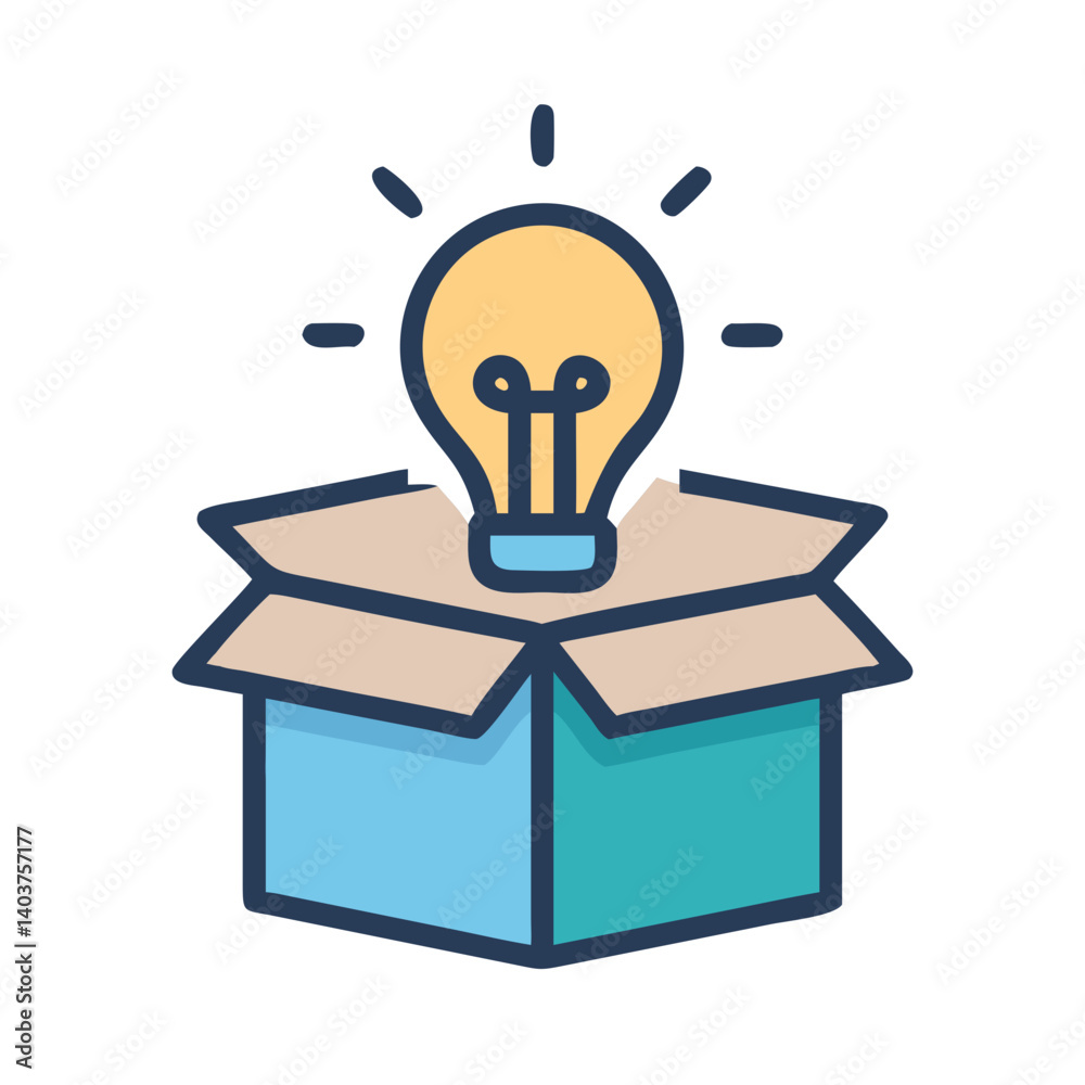 Box with Ideas Icon Representing Brainstorming or Creative Process Box with Ideas Icon Representing Brainstorming or Creative Process