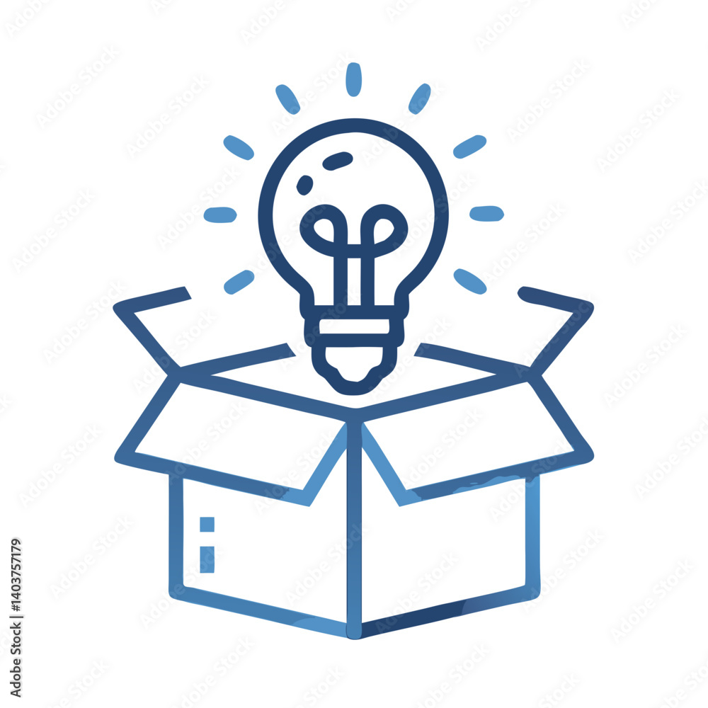 Box with Ideas Icon Representing Brainstorming or Creative Process Box with Ideas Icon Representing Brainstorming or Creative Process