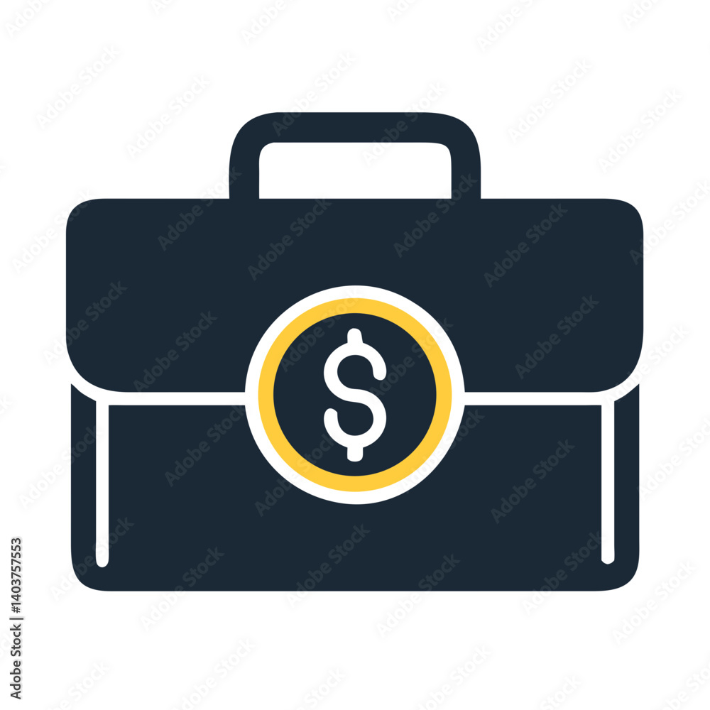 Briefcase with Dollar Symbol Icon Representing Business or Financial Success Briefcase with Dollar Symbol Icon Representing Business or Financial Success