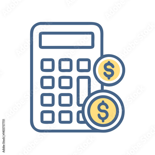 Calculator with Coins Icon Representing Financial Management or Budgeting