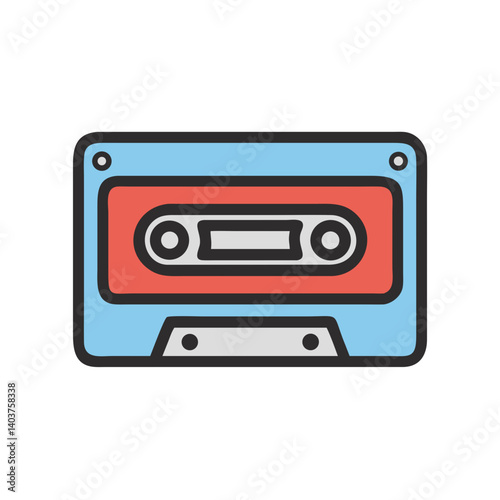 Cassette Tape Icon Representing Vintage Music or Retro Audio