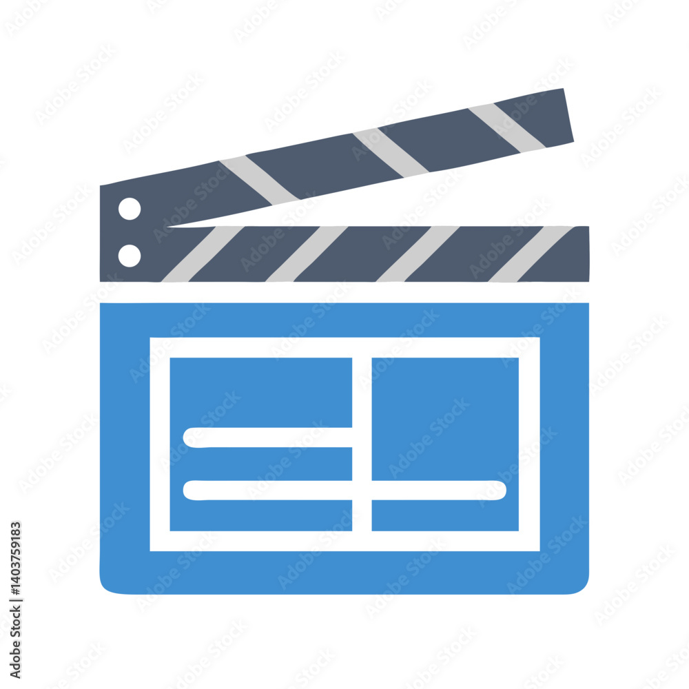 Fototapeta premium Clapperboard Icon Representing Film Production or Movie Making