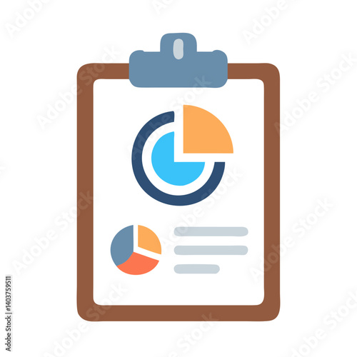 Clipboard with Pie Chart Icon Representing Data Analysis or Report