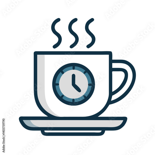 Coffee Cup with Clock Icon Representing Break Time or Rest Period