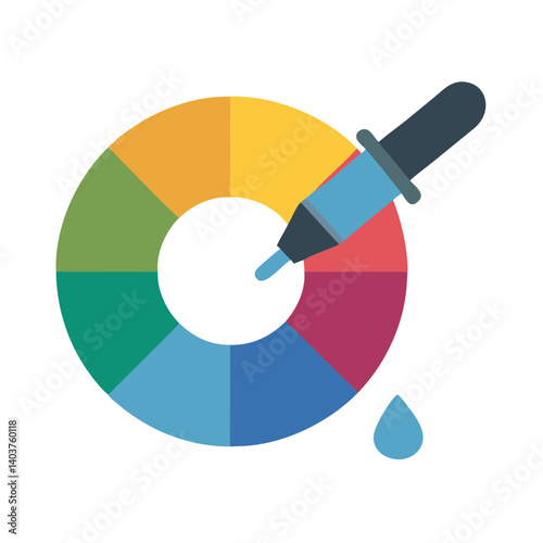  Color Wheel with Eyedropper Icon Representing Color Selection or Design Tools