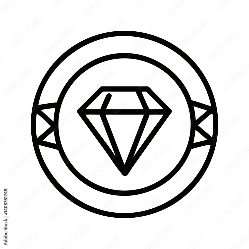 Diamond in Circle Icon Representing Luxury or High-Value Diamond in Circle Icon Representing Luxury or High-Value