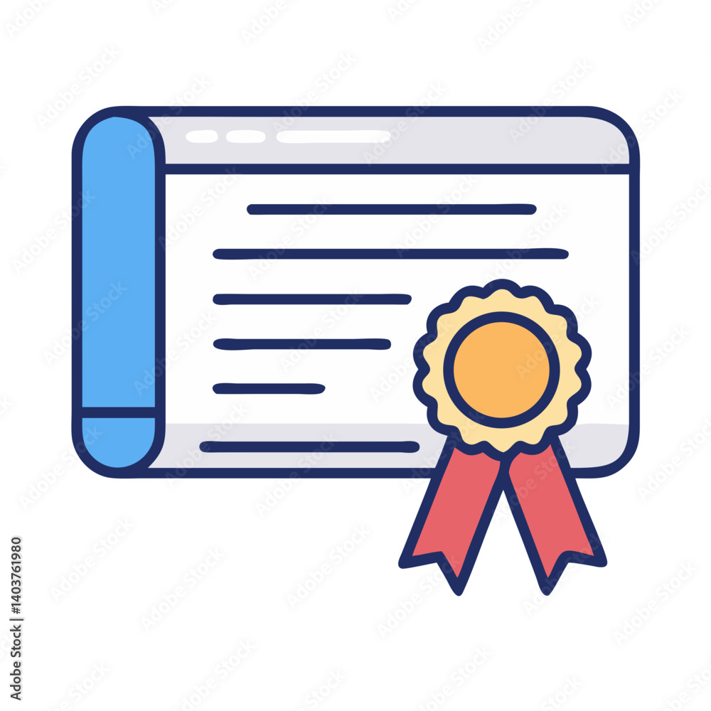 Diploma with Seal Icon Representing Certification or Graduation Diploma with Seal Icon Representing Certification or Graduation