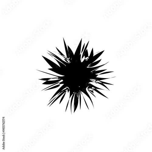 explosion of thorns, black and white.