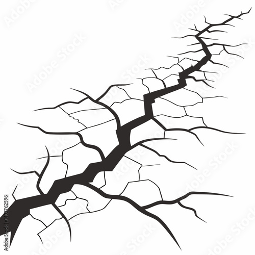 Surface cracks and fissures in ground vector	