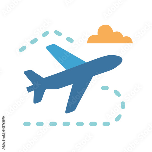 Flying Airplane Icon Representing In-Flight Travel or Airborne Journey
