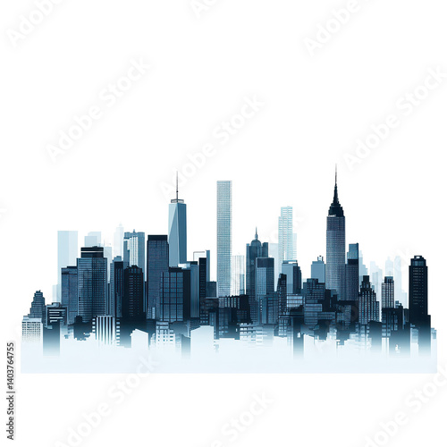 City skyline silhouette showcases stunning skyscrapers during twilight hours, skyline silhouette, skyscraper, view the city, cityscape, Transparent background