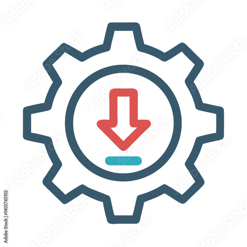 Gear with Download Arrows Icon Representing Data Transfer or Download Process