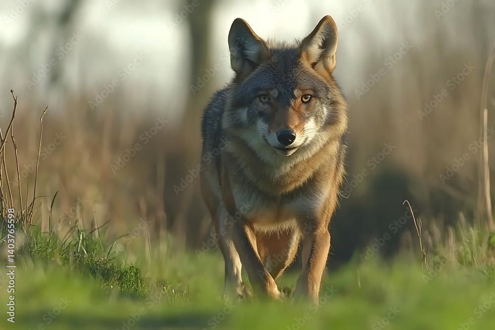 Fototapeta premium Coyote in Field at Dawn