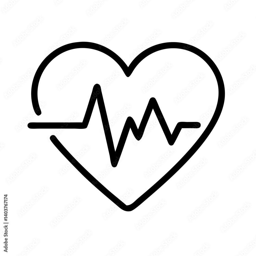 Heart with Pulse Line Icon Representing Cardiovascular Health