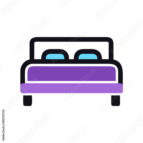  Hotel Bed Icon Representing Accommodation and Lodging