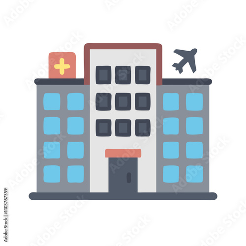 Hotel Building Icon Representing Travel Accommodation