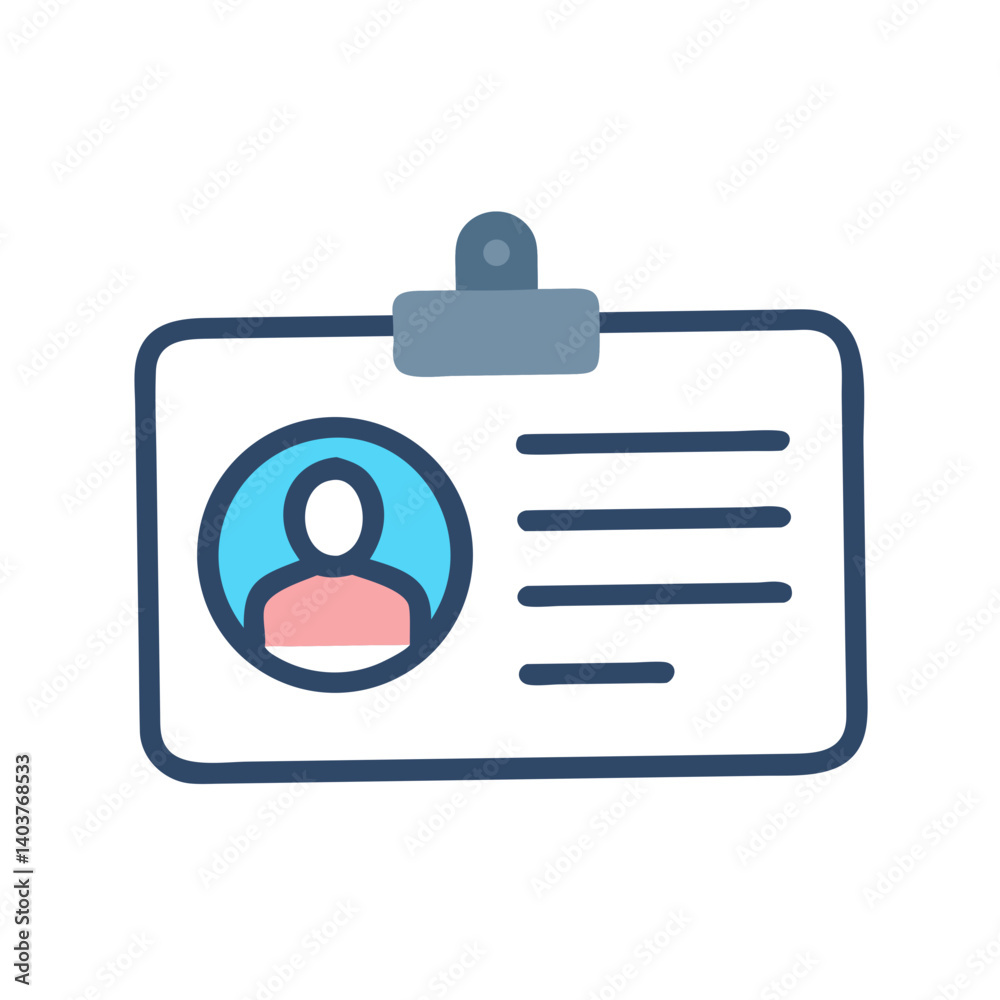 ID Badge Icon Representing User Profile or Employee Identification