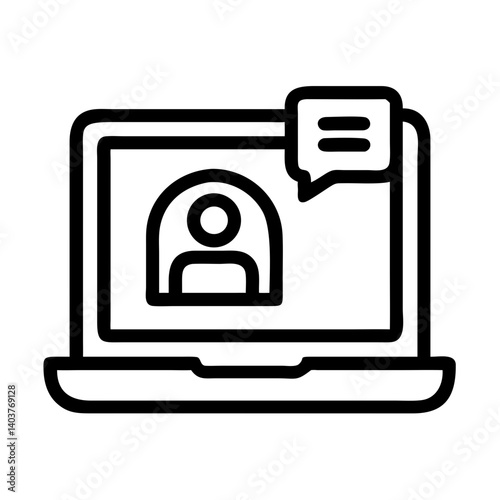  Laptop with Video Call Icon Representing Online Communication