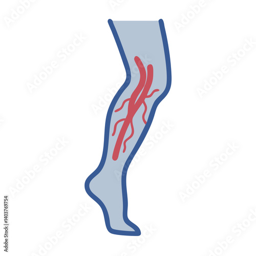 Leg with Veins Icon Representing Peripheral Circulation