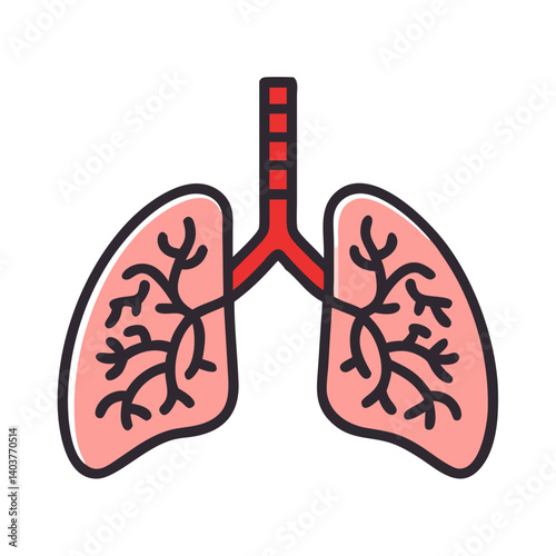 Lungs with Bronchi Icon Representing Respiratory System and Pulmonary Health