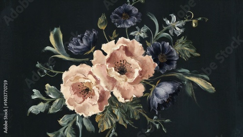 Navy Vintage Flower Arrangement