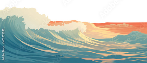 Obraz na płótnie PNG Ocean wave landscape outdoors nature. w salonie