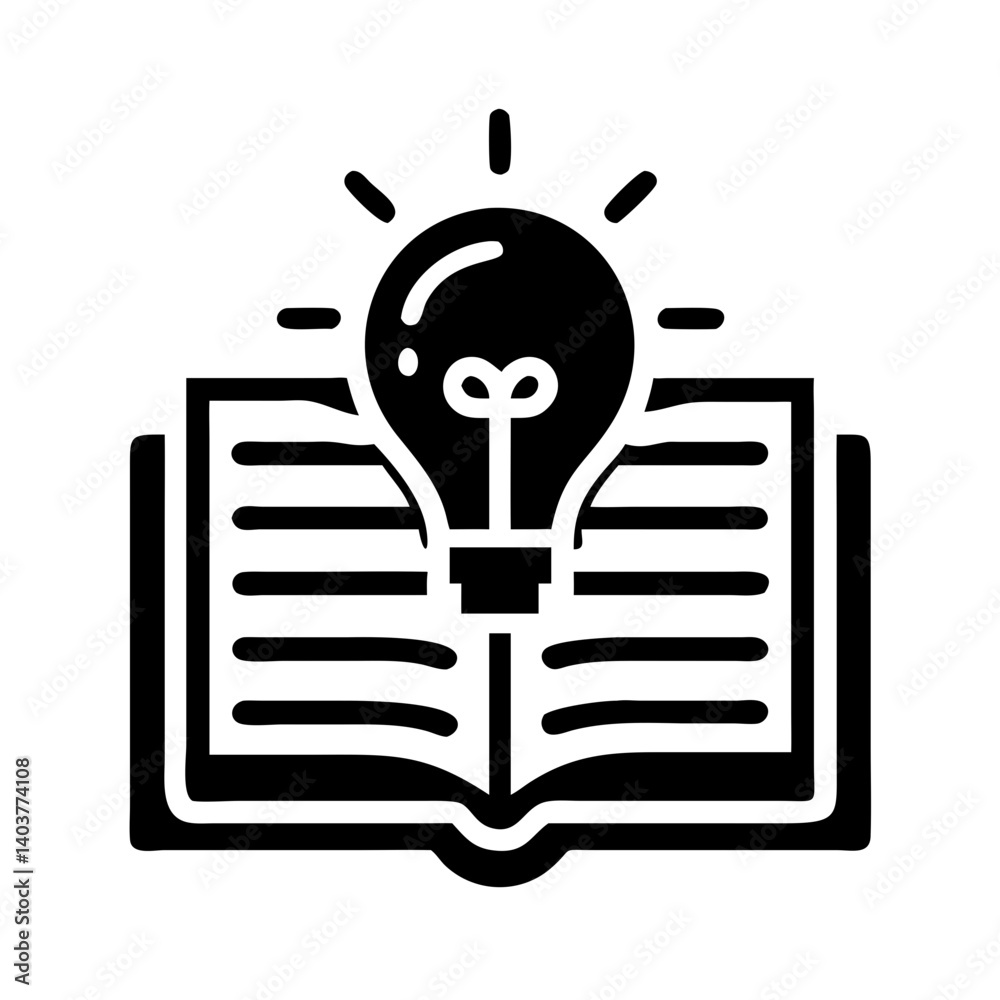 Open Book with Lightbulb Icon Representing Learning and Knowledge Generation