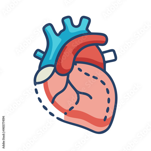Open Heart Diagram Icon Representing Cardiac Surgery and Medical Anatomy