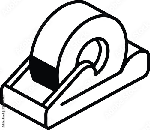 Adhesive Tape Dispenser Outline Style Icon with Transparent Background Design Element