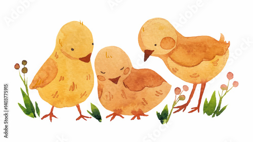 chicks and Easter eggs