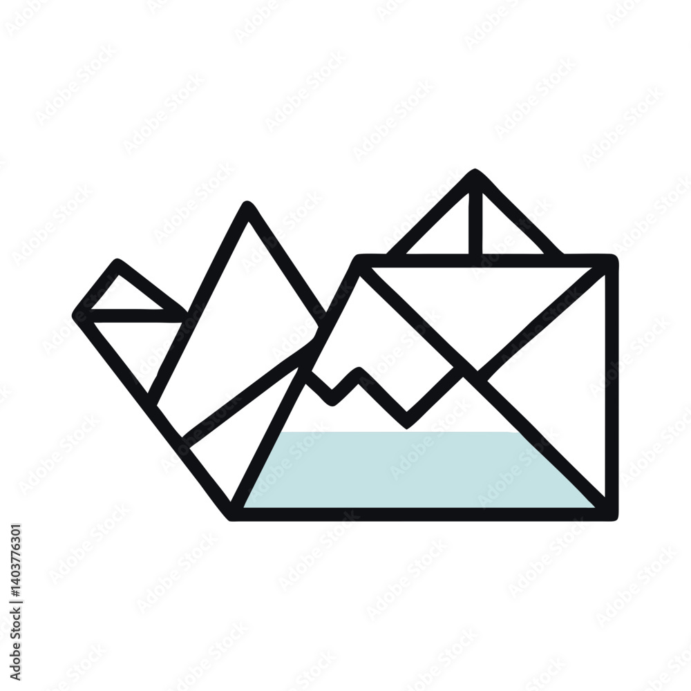 Origami Mountains Icon Representing Landscape Scenery and Folded Paper Nature Art
