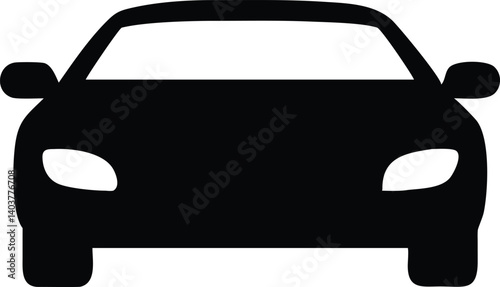 Car Front Silhouette Illustration, Auto Design Icon on Transparent Background