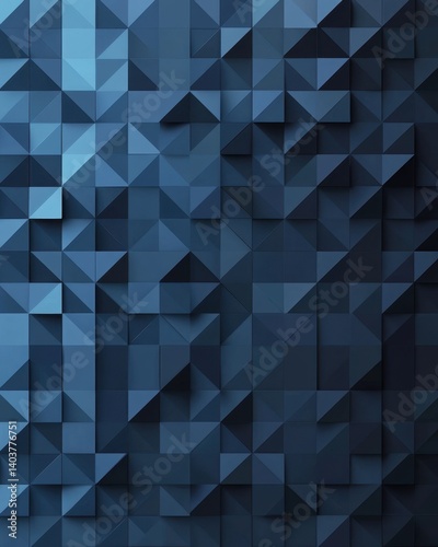 Abstract geometric background with blue triangles creating a modern pattern for wallpaper texture and design element