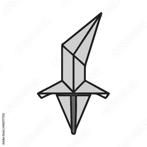 Origami Sword Icon Representing Folded Weapon and Artistic Paper Craftsmanship