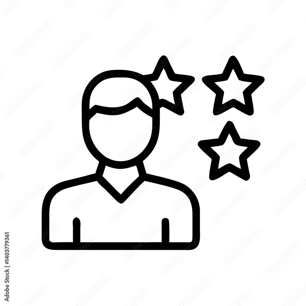 Person with Stars Icon Representing Customer Feedback and User Rating Experience
Person with Stars Icon Representing Customer Feedback and User Rating Experience