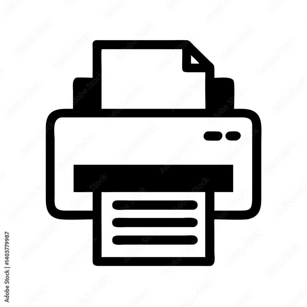 Printer Icon Representing Print Document or Output Device Function Printer Icon Representing Print Document or Output Device Function