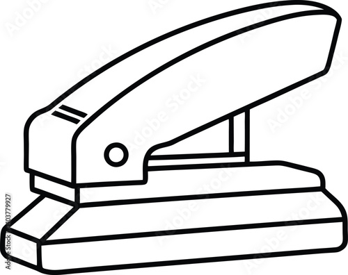 Stapler Outlined, Office Supply, Stationery, Fastening Tool, Black and White Lineart