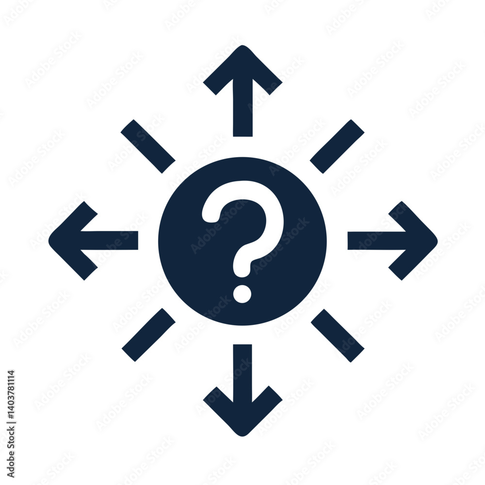 Question Mark with Arrows Icon Representing Problem Solving and Decision Making Question Mark with Arrows Icon Representing Problem Solving and Decision Making