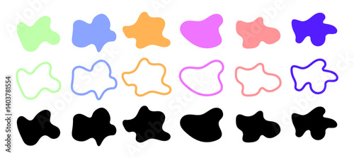 Colorful Blob Shapes Vector Set PNG – Vibrant Liquid Abstract Fluid Elements on Transparent Background